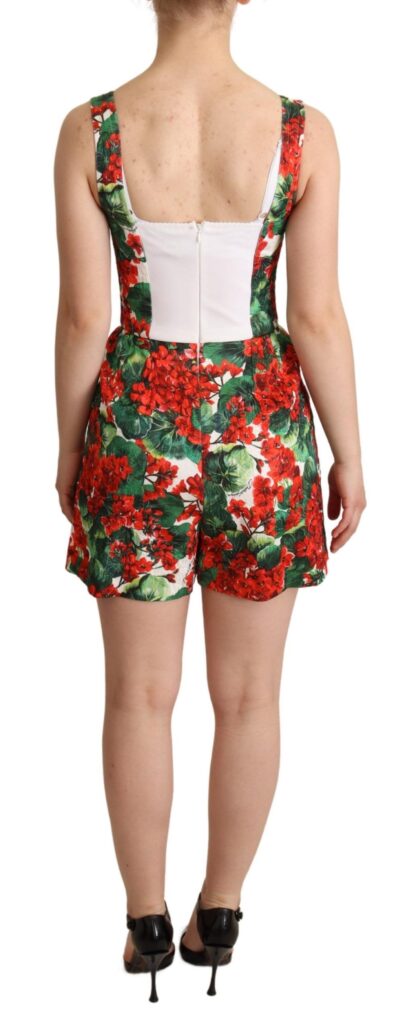 Dolce & Gabbana - Chic Red Geranium Print Sleeveless Jumpsuit