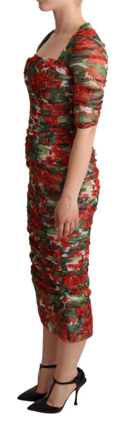 Dolce & Gabbana - Elegant Red Floral Midi Sheath Dress