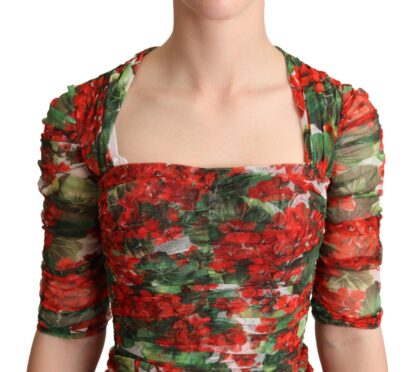 Dolce & Gabbana - Elegant Red Floral Midi Sheath Dress