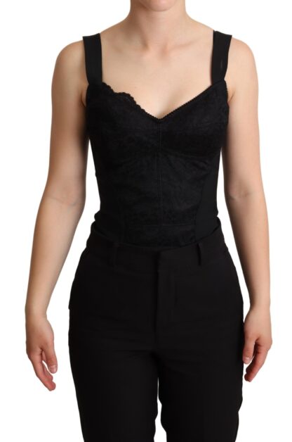 Dolce & Gabbana - Elegant Black Lace Bodysuit Corset Dress