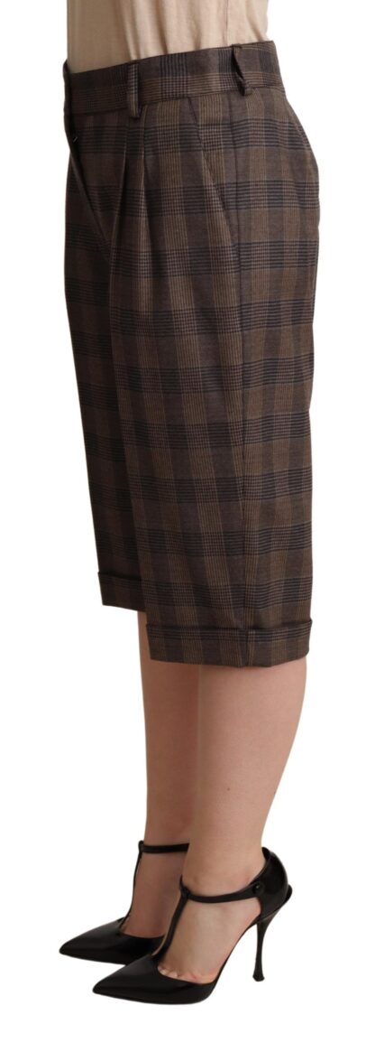 Dolce & Gabbana - Checkered Wool Bermuda Shorts in Brown