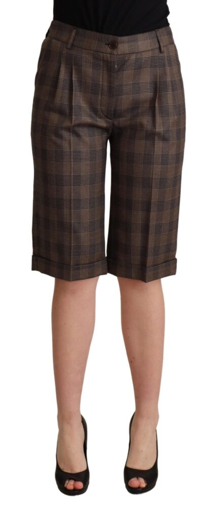 Dolce & Gabbana - Checkered Wool Bermuda Shorts in Brown