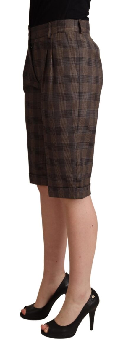 Dolce & Gabbana - Checkered Wool Bermuda Shorts in Brown