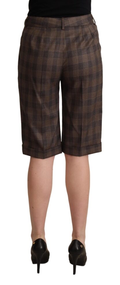 Dolce & Gabbana - Checkered Wool Bermuda Shorts in Brown