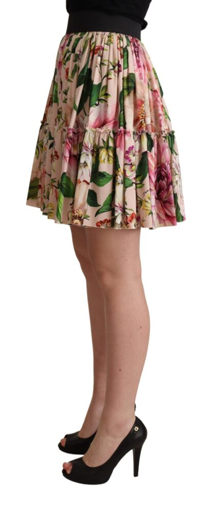 Dolce & Gabbana - Elegant Floral Silk High Waist Mini Skirt