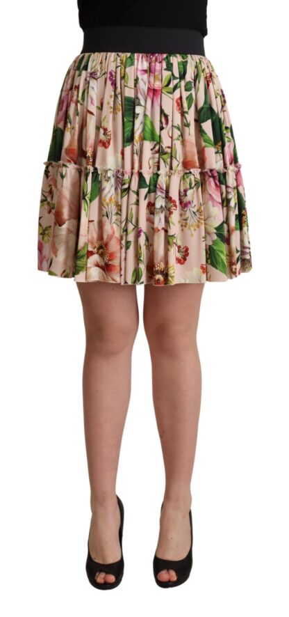 Dolce & Gabbana - Elegant Floral Silk High Waist Mini Skirt