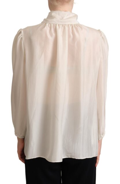 Dolce & Gabbana - Elegant Light Gray Silk Ascot Blouse