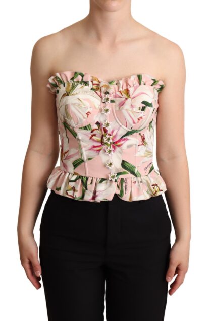 Dolce & Gabbana - Romantic Lily Print Bustier Top in Pink