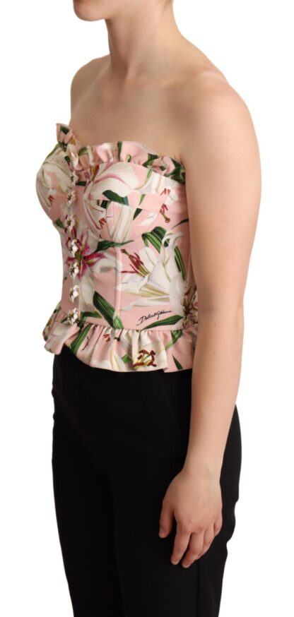 Dolce & Gabbana - Romantic Lily Print Bustier Top in Pink