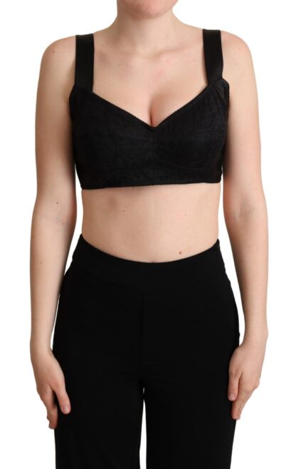 Dolce & Gabbana - Elegant Black Silk Blend Bustier Crop Top