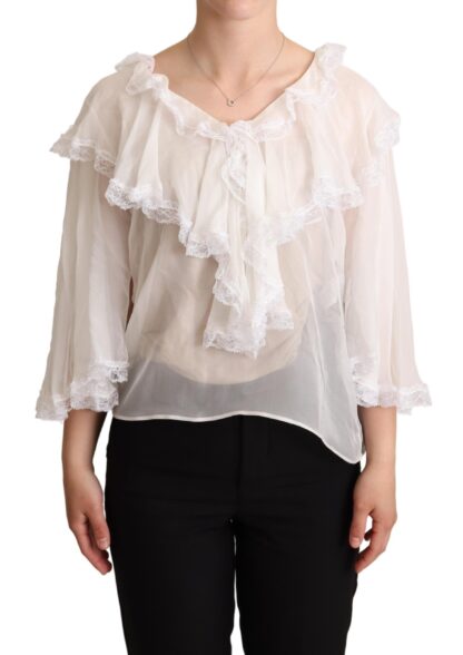 Dolce & Gabbana - Elegant White Silk Long Sleeve Blouse