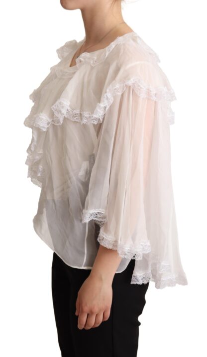 Dolce & Gabbana - Elegant White Silk Long Sleeve Blouse