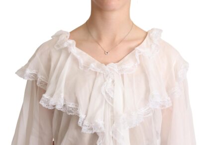 Dolce & Gabbana - Elegant White Silk Long Sleeve Blouse