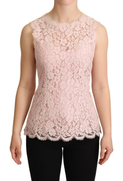 Dolce & Gabbana - Elegant Pink Lace Sleeveless Blouse