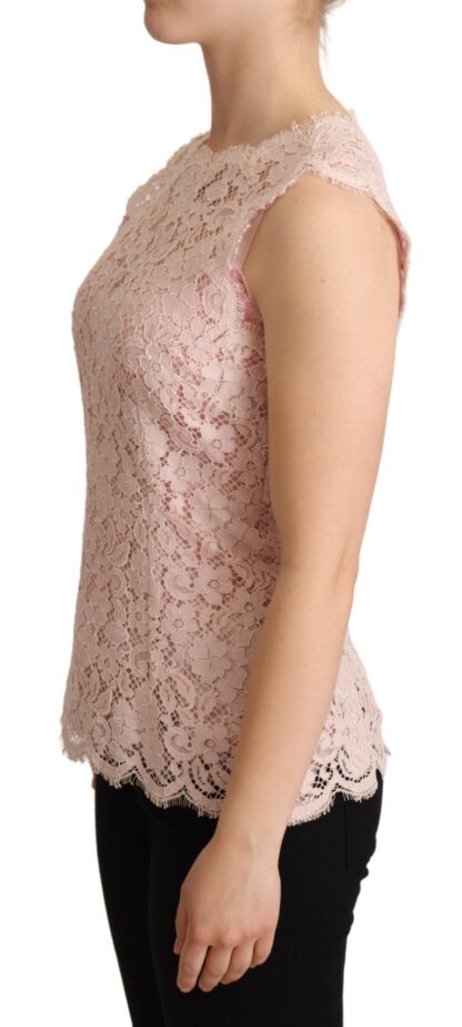 Dolce & Gabbana - Elegant Pink Lace Sleeveless Blouse