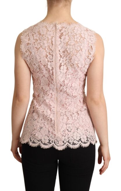 Dolce & Gabbana - Elegant Pink Lace Sleeveless Blouse