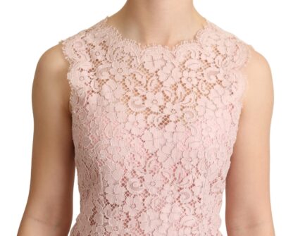 Dolce & Gabbana - Elegant Pink Lace Sleeveless Blouse