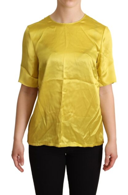 Dolce & Gabbana - Elegant Silk Short Sleeve Blouse Top - Yellow