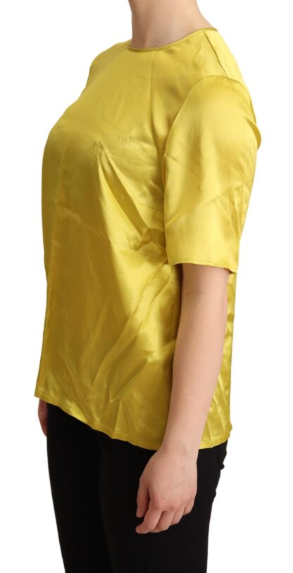 Dolce & Gabbana - Elegant Silk Short Sleeve Blouse Top - Yellow