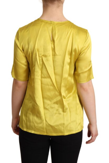 Dolce & Gabbana - Elegant Silk Short Sleeve Blouse Top - Yellow