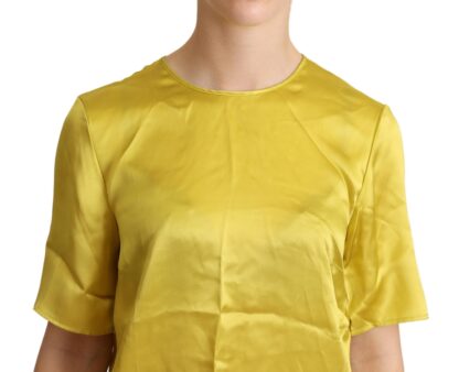 Dolce & Gabbana - Elegant Silk Short Sleeve Blouse Top - Yellow