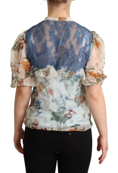 Dolce & Gabbana - Chic Floral Silk Blouse with Ascot Collar