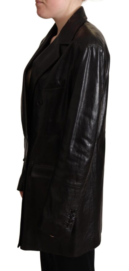 Dolce & Gabbana - Elegant Black Leather Double-Breasted Jacket