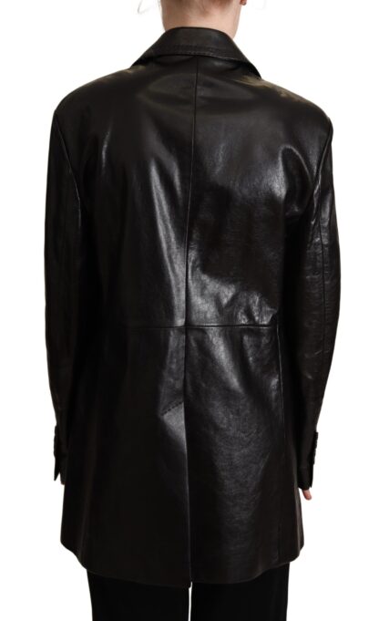 Dolce & Gabbana - Elegant Black Leather Double-Breasted Jacket