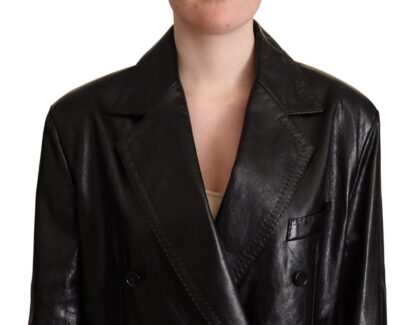 Dolce & Gabbana - Elegant Black Leather Double-Breasted Jacket