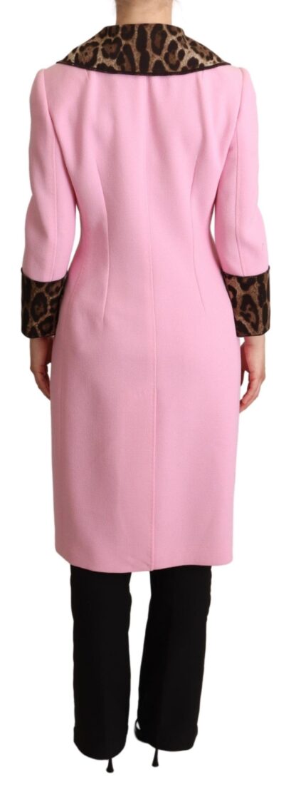 Dolce & Gabbana - Chic Pink Leopard Trench with Crystal Buttons