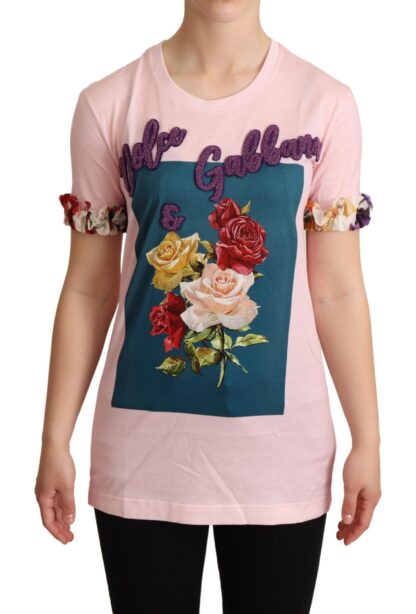 Dolce & Gabbana - Elegant Floral Rose Applique T-Shirt