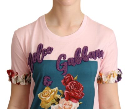 Dolce & Gabbana - Elegant Floral Rose Applique T-Shirt