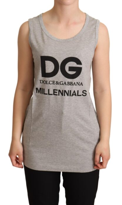 Dolce & Gabbana - Chic Gray Sleeveless Logo Tank Top