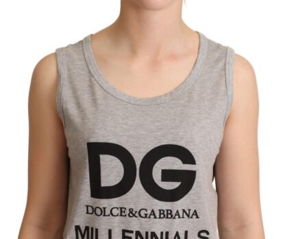 Dolce & Gabbana - Chic Gray Sleeveless Logo Tank Top