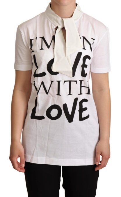 Dolce & Gabbana - Chic White Love Motif Silk-Blend Tee