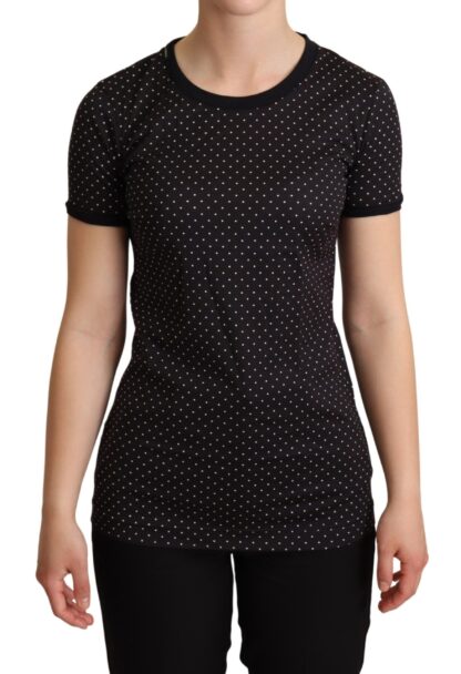 Dolce & Gabbana - Polka Dotted Black Short Sleeve Crewneck Top