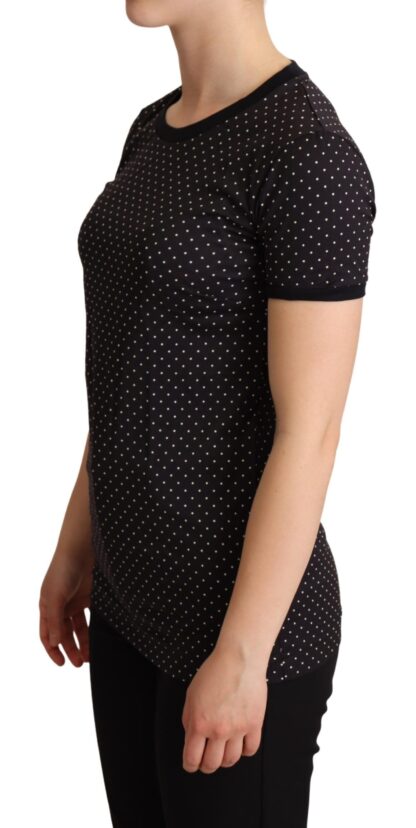 Dolce & Gabbana - Polka Dotted Black Short Sleeve Crewneck Top