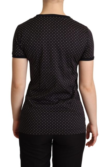 Dolce & Gabbana - Polka Dotted Black Short Sleeve Crewneck Top