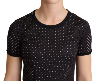 Dolce & Gabbana - Polka Dotted Black Short Sleeve Crewneck Top