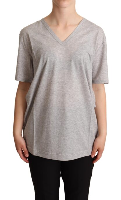 Dolce & Gabbana - Elegant Gray V-Neck Cotton Tee