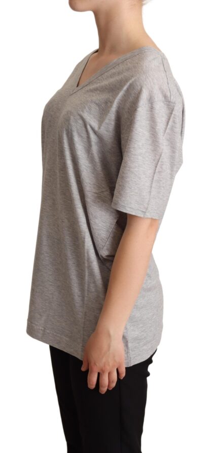 Dolce & Gabbana - Elegant Gray V-Neck Cotton Tee