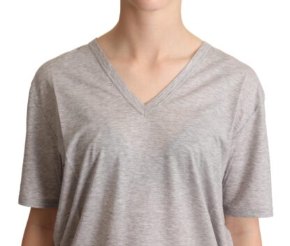 Dolce & Gabbana - Elegant Gray V-Neck Cotton Tee