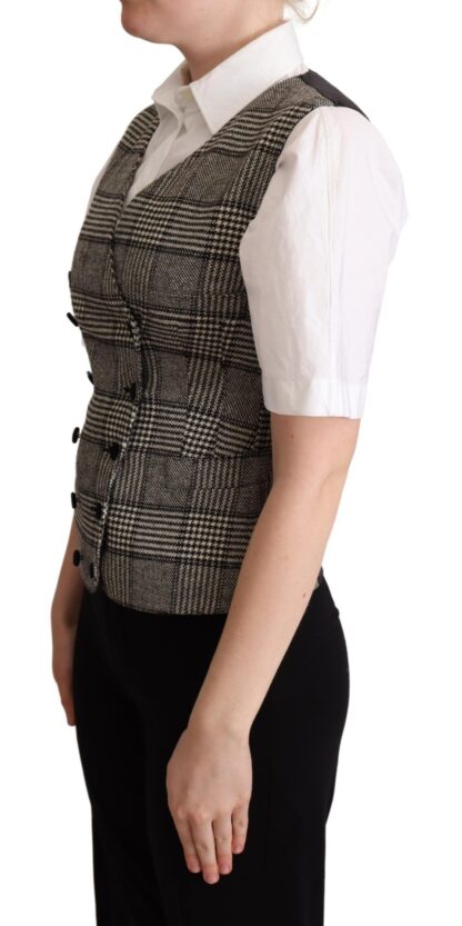 Dolce & Gabbana - Elegant Checkered Gray Silk Blend Vest