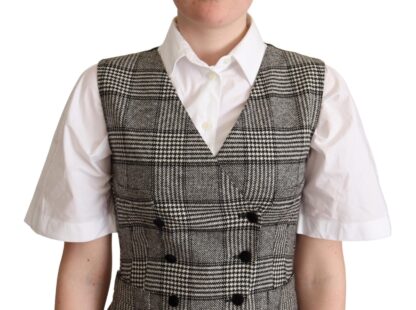 Dolce & Gabbana - Elegant Checkered Gray Silk Blend Vest