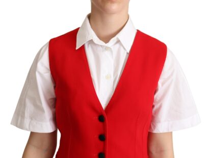 Dolce & Gabbana - Elegant Red Leopard Print Sleeveless Vest