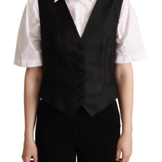 Dolce & Gabbana - Elegant Black Velvet Sleeveless Waistcoat