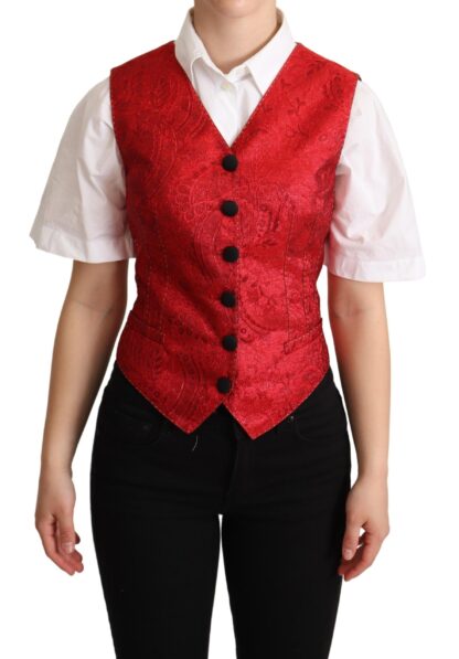 Dolce & Gabbana - Red Brocade Leopard Print Waistcoat