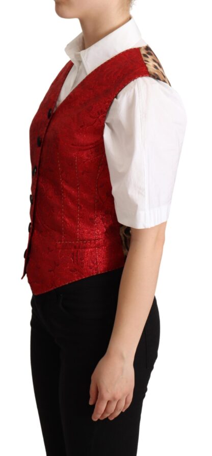 Dolce & Gabbana - Red Brocade Leopard Print Waistcoat