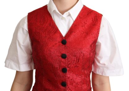 Dolce & Gabbana - Red Brocade Leopard Print Waistcoat