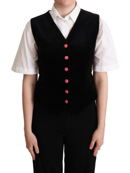 Dolce & Gabbana - Elegant Black Velvet Sleeveless Waistcoat